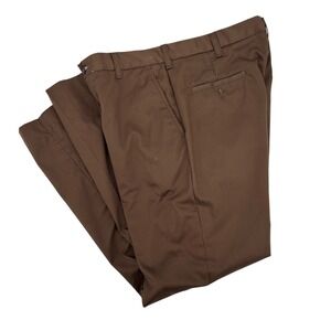 WearGuard UPS Work Pants Brown Flat Front Polyester Cotton Blend Men Size 34x32